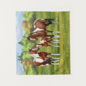 Dwarsboompaarden van de baai in het zomerdeeg wandkleed (Voorkant)