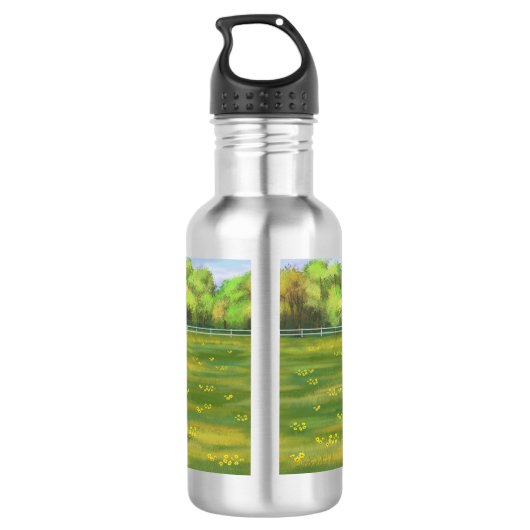 Dwarsboompaarden van de baai in het zomerdeeg waterfles  (Achterkant)