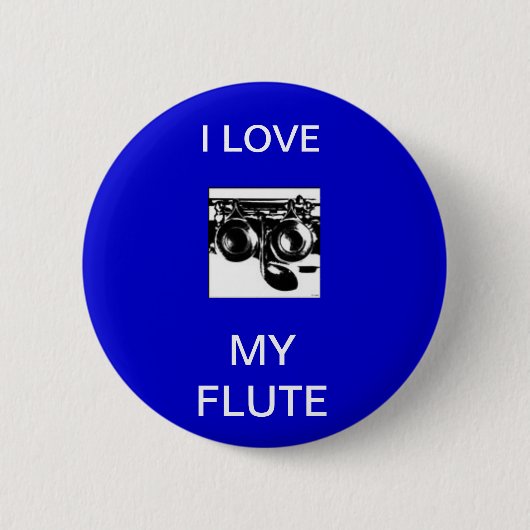 dwarsfluit, I LOVE, MY FLUTE Ronde Button 5,7 Cm (Voorkant)