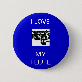 dwarsfluit,  I LOVE, MY FLUTE Ronde Button 5,7 Cm