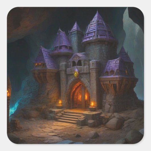 Dwarven Castle van de smederij van de smid Vierkante Sticker (Voorkant)