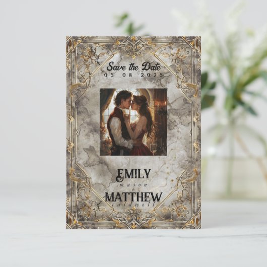 Dwarven Splendor Fantasy Wedding Save The Date (Staand voorkant)