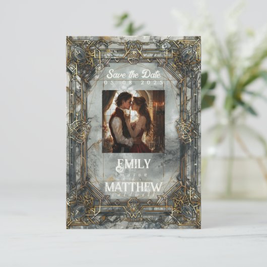 Dwarven Splendor Fantasy Wedding Sla de datum op Save The Date (Staand voorkant)