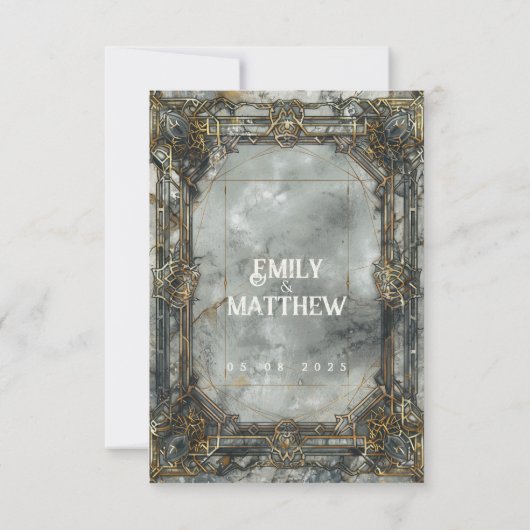 Dwarven Splendor Fantasy Wedding Sla de datum op Save The Date (Achterkant)