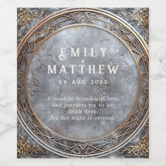 Dwarven Splendor Fantasy Wedding Wijn Etiket (Enkel label)