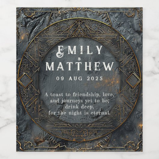 Dwarven Splendor Fantasy Wedding Wijn Etiket (Enkel label)