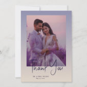 Dwase Gradiënt Paarse Bloem Foto Bruiloft Bedankkaart (Voorkant)