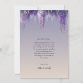 Dwase Gradiënt Paarse Bloem Foto Bruiloft Bedankkaart (Achterkant)