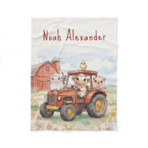 DWatercolor Baby Dieren Besturen Rode Tractor Boer