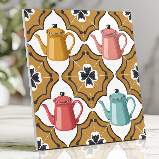 Dwaze 1950s Kitsch-design met speelse theepotten Tegeltje