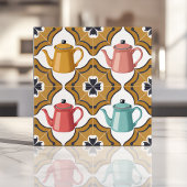 Dwaze 1950s Kitsch-design met speelse theepotten Tegeltje