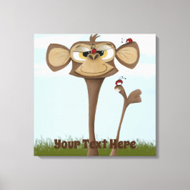 Dwaze Aap en Lieveheersbeestjes Canvas Afdruk