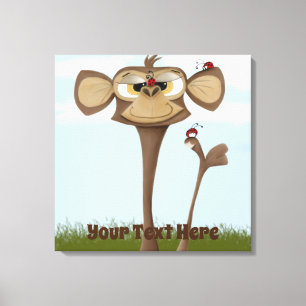 Dwaze Aap en Lieveheersbeestjes Canvas Afdruk