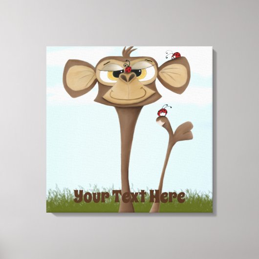 Dwaze Aap en Lieveheersbeestjes Canvas Afdruk (Voorkant)