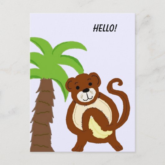 Dwaze aap met palmboom briefkaart (Voorkant)