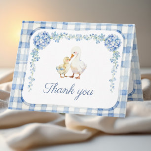 Dwaze Blauwe Hortensia Gans Baby Shower Bedankkaart