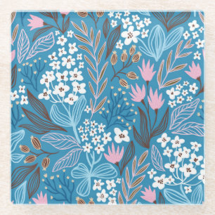 Dwaze Bloem: Vintage Lente Ontwerp. Glazen Onderzetter