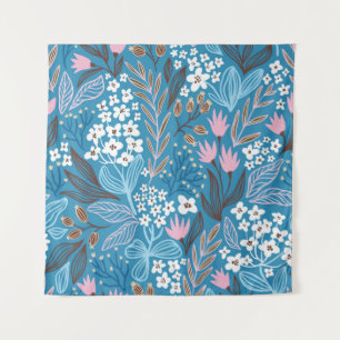 Dwaze Bloem: Vintage Lente Ontwerp. Wandkleed