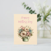 Dwaze Bloemen in een Pot Moederdag Feestdagenkaart (Staand voorkant)