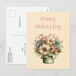 Dwaze Bloemen in een Pot Moederdag Feestdagenkaart
