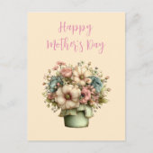Dwaze Bloemen in een Pot Moederdag Feestdagenkaart (Voorkant)