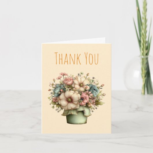 Dwaze Bloemen in een Potplant Cute Bedankkaart (Voorkant)
