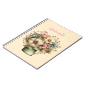 Dwaze Bloemen in een Potplant Cute Notitieboek (Linkerzijde)