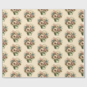Dwaze Bloemen in een Potplant Pot Cute Patroon Cadeaupapier (Vlak)
