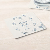 Dwaze Franse Vintage Whimsy Bows Verloving Feestje Kartonnen Onderzetters (Schuin)