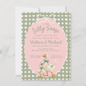Dwaze Gans Gingham Strik Baby Shower Kaart (Voorkant)