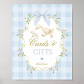Dwaze Gans Kaarten en cadeaus Blauwe Strik Gingham Poster (Voorkant)