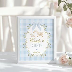 Dwaze Gans Kaarten en cadeaus Blauwe Strik Gingham Poster