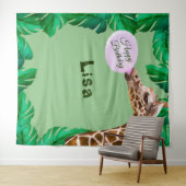 Dwaze Giraffe Bubble Gum Verjaardag Achtergrond Wandkleed (In Situ (horizontaal))