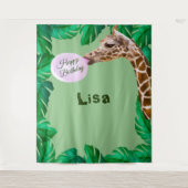 Dwaze Giraffe Bubble Gum Verjaardag Achtergrond Wandkleed (Voorkant)