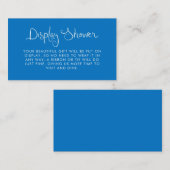 Dwaze handgeschreven blauwe display douche informatiekaartje (Voorkant / Achterkant)