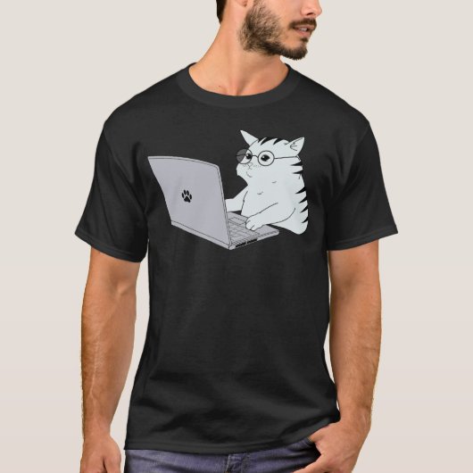 Dwaze Kat Werken vanuit huis T-shirt (Voorkant)