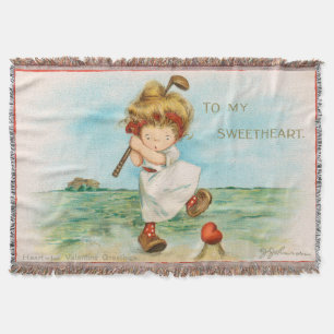 Dwaze Kitschige Golf Valentijnsdag, circa 1915 Deken