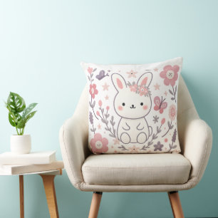 Dwaze Konijn Bloemendecoratie Kussen