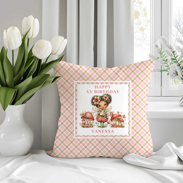 Dwaze Magische Fee 4de Verjaardag Kussensloop Kussen (Whimsy Magical Fairy 4th Birthday Throw Pillow)