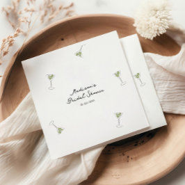 Dwaze Martini Strik Handgetekende Bruidsborrel Servet