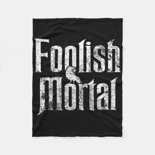 Dwaze Mortal Raven White Print Fleece Deken (Voorkant)