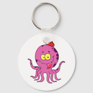 dwaze octopus met honkbalpet sleutelhanger