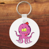 dwaze octopus met honkbalpet sleutelhanger (Voorkant)