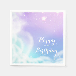 Dwaze Paarse Roze Glitterwolken Baby Shower Servet