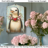 Dwaze Pinguïn, Bloemenguirlande Hart CH7 Découpage Tissuepapier