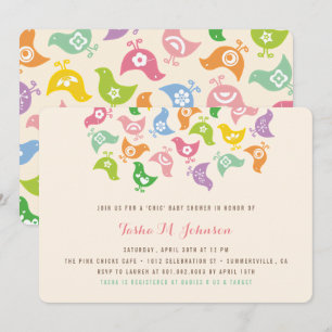 Dwaze Regenboog Kuikens Moderne Chic Baby Shower Kaart