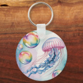 Dwaze Regenboogkwal Watercolorontwerp Sleutelhanger (Achterkant)