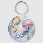Dwaze Regenboogkwal Watercolorontwerp Sleutelhanger (Achterkant)