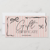 Dwaze Retro Roze Handgetekende Boog Cadeaubon (Voorkant)