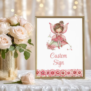 Dwaze Roze Feeën Bloemen 2e Verjaardag Op Maat Gem Poster